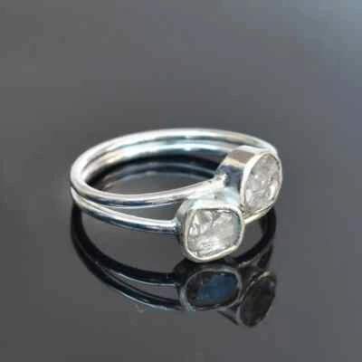 Polki Diamond Ring 925 Sterling Silver Ring Polki Ring Bridal Ring Promise Ring - Image 1 of 2
