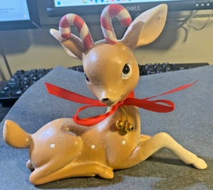 Retro reindeer with Candy Cane antlers 6 x 8.5 in - Picture 1 of 3