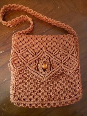 Оранжевый MACRAME сумочки наплечная сумка ручной работы богемное хиппи винтажный - Изображение 1 из 4