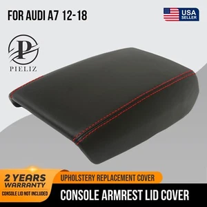 Console Lid Armrest Cover Skin PVC Leather for Audi A7 12-18 Red Stitch - Picture 1 of 8