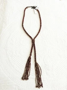 Chico's Tassel Necklace Long Y-Necklace Red LUMI Holiday Sparkle Beaded Women - Picture 1 of 7