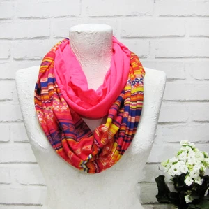 Ethnic pattern pink infinity combing wrap shawl/boho style shawl -1 qty - Picture 1 of 6