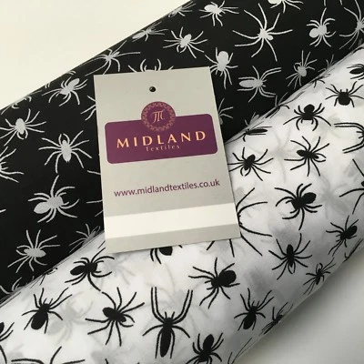 MTEX £2.75 Halloween gruselige Spinne Insekt bedruckt Poly Baumwollstoff 45" breit MD941