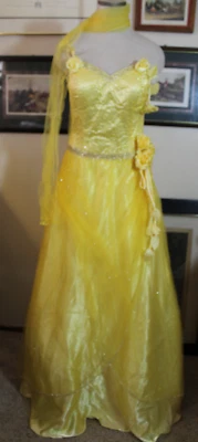 Nwt Nina Canacci yellow beaded crinoline long formal prom dress 8 - Image 1 of 4