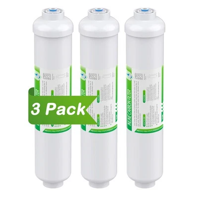 3 Pack T33 Inline Post Carbon Water Filter Replacement 1/4" Quick Connect RO - Image 1 of 4