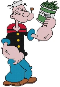 CROSS STITCH+ CRAFT PATTERN Popeye Sailor Cartoon Military Navy Sailor Spinach - Picture 1 of 16