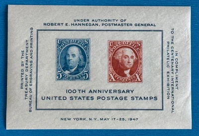 US Stamps Scott 948 Centenary Int'l Philatelic Exhibition Sheet 1947 Mint/NH - Image 1 of 3