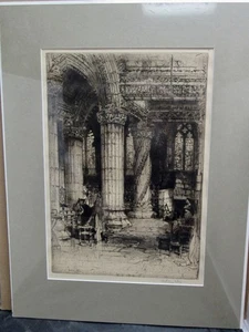 ROSLIN CHAPEL NEAR EDINBURGH RADIERUNG HEDLEY FITTON BLEISTIFT SIGNIERT NEU PASSEPARTOUT - Bild 1 von 4