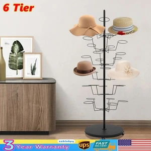Bolsas para sombreros de 6 niveles estante de exhibición tiendas para el hogar estante de almacenamiento de acero independiente 30 sombreros - Imagen 1 de 24