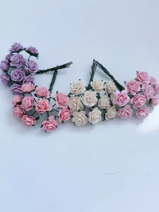 10x Mulberry Paper Small Little Flowers Rose Garland Craft Art Making Scrapbook - Picture 1 of 13