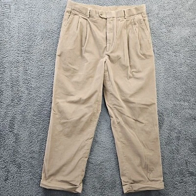 Linea Naturale Cashmere Cotton Corduroy Pants Pleated Cuffed Men 36x30 *Flaw - Image 1 of 4