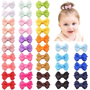40PCS Mini Grosgrain Hair Bow Clips Fully Lined Pairs for Fine Hair Babies - Picture 1 of 7
