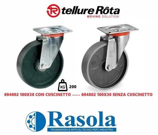 TELLURE RUOTE GHISA MONOBLOCCO D.100 SUPPORTO GIREVOLE ZINCATO (694802 - 694902) - Immagine 1 di 1