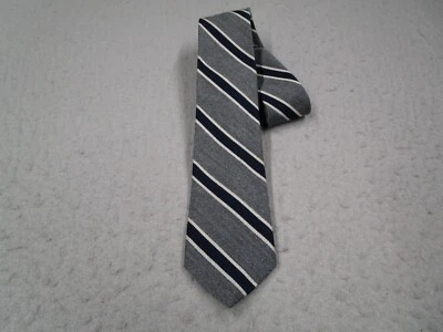 Corbata J Crew para Hombres Gris Rayas Ropa de Trabajo Mezcla de Algodón Retro Hiedra Hecha a Mano en EE. UU. Foto 1 de 4