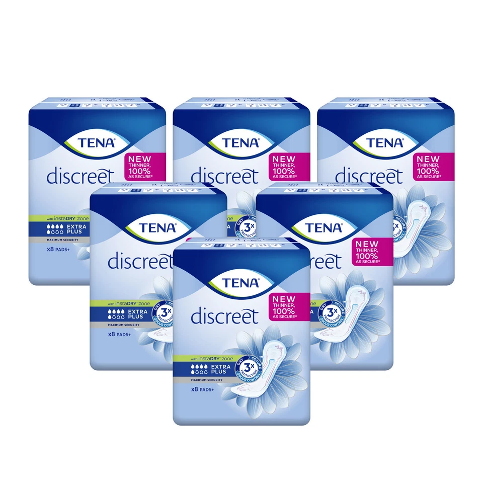 Tena Discreet Extra Plus Incontinence Pads X 8 X6 Incontinence Pads Extra