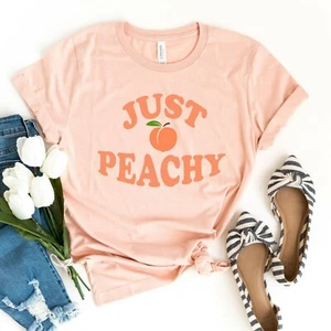 Womens Just Peachy Retro Inspired Shirt Fashion Graphic T-Shirt Tops Tees - Picture 1 of 4
