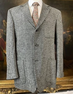 Saks Fifth Avenue 44R Gray Heather Short Pile Velvet 3Btn Blazer Jacket - Picture 1 of 11