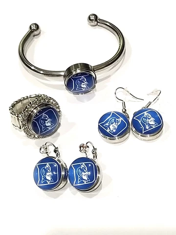Duke Blue Devils Snap Jewelry Various styles Stretch Ring, Earrings , Bracelet Cover