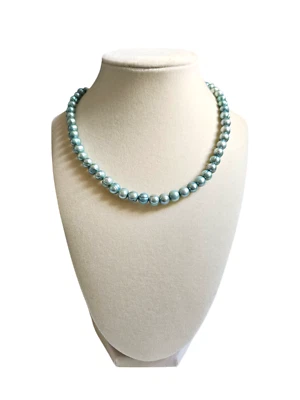 Exclusivo Colar de Pérolas de Água Doce Batata-petróleo 8mm Feito à Mão, 16", Hipoalergênico - Imagem 1 de 3