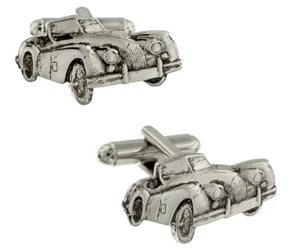 Classic Antiqued Silver-Tone Roadster Hotrod Convertible Car Cufflinks MIB - Picture 1 of 2