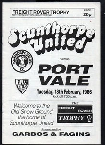1985/86 Scunthorpe United v Port Vale programme Freight Rover Trophy - Picture 1 of 1