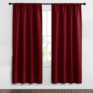 Blackout Window Thermal Curtains 2 Pcs. Light Blocking UV Protection Drapery Red