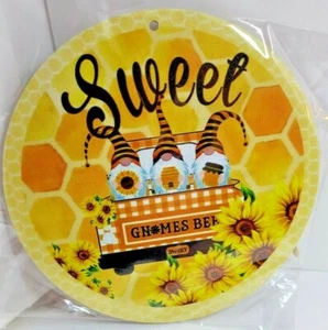 Spring Gnomes Summer Sweet Round Wood Sign 5.9" - Picture 1 of 3