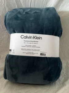 Calvin Klein Oversized Teal Blue Ultra Soft Plush King Blanket NIP - Picture 1 of 7