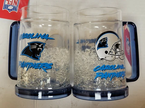 NFL Carolina Panthers 16oz Crystal Freezer Mug, NEW Cover