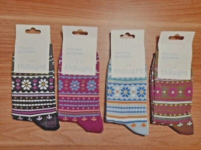 THOUGHT (BRAINTREE) THOUGHT/BRAINTREE GOTS ORGANIC COTTON LADIES' SOCKS-WAVERLY PATTERN SPW801-BNWT