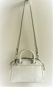 MILLY "Mercer" White Leather Medium Dome Satchel Convertible Shoulder Bag - Picture 1 of 12