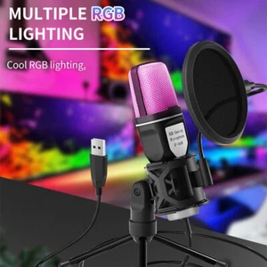 for Streaming, Podcast USB Condenser Microphone for PC, Laptop RGB Gaming Mic AU - Picture 1 of 17