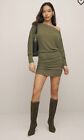 Reformation Kyan Knit Long Sleeve Sweater Dress In Dark Olive Small