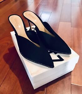 Schutz womens black mule pointy toe heels size 11 10.5 10
