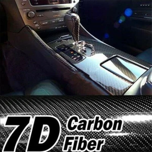 7D Car Accessories Glossy Carbon Fiber Vinyl Film Car Interior Wrap Stickers - Picture 1 of 12