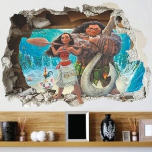 Large Disney Moana And Maui 3D Window Wall Sticker Kids Nursery Room Decor Decal - Bild 1 von 5