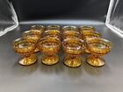 Set of 12 Vtg Indiana Whitehall Colony Amber Sherbet/Champagne Glass MCM Cubist