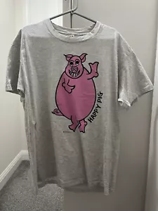 Vintage Anvil 90s Happy Pig Grey Single Stitch Tshirt Made In USA Size XL Rare - Picture 1 of 5