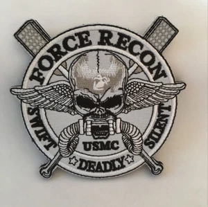 USMC FORCE RECON Military Marine SWIFT SILENT Distintivo toppa anello ricamato - Foto 1 di 6