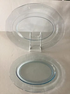 Piatti Fostoria Vetro Fairfax Blu 15" Tacchino e 12" (coppia) - Foto 1 di 8