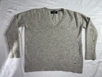 Superdry Edit Gray Wool Cashmere Blend Vneck Slouch Sweater US 4 stain - Image 1 of 4