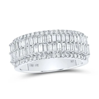 1.33 cttw Baguette Diamond Mens Band Ring 10k White Gold - Image 1 of 2