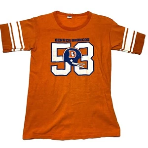 Vintage 70s Champion Blue Bar Denver Broncos 53 Short Sleeve Tshirt Football M/L - Bild 1 von 8