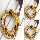 6mm Natural 108 knot Crazy agate topazite beads tassels necklace Metal