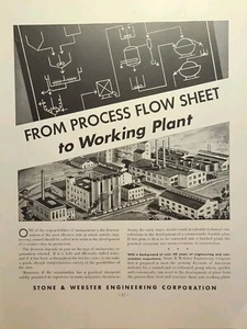 Stone & Webster Engineers Industrial Process Flow Design Vintage Print Ad 1936 - Picture 1 of 4