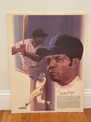 Litografía montada en Coca Cola de Willie Mays de los años 70 Gigantes Mets Foto 1 de 4