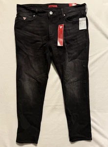 Guess Brit Rocker Slim Tapered Straight Fit Medium Rise Jeans Black Size 36x30 - Picture 1 of 11