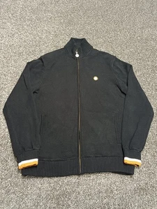 Cárdigan Pretty Green para hombre negro grande tejido de algodón cremallera completa Oasis Jumper - Imagen 1 de 14