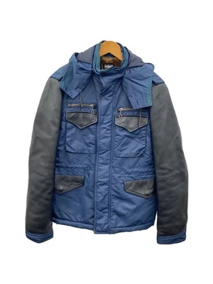 Schott Nylon Leather Jacket S Navy Plain - Image 1 of 4
