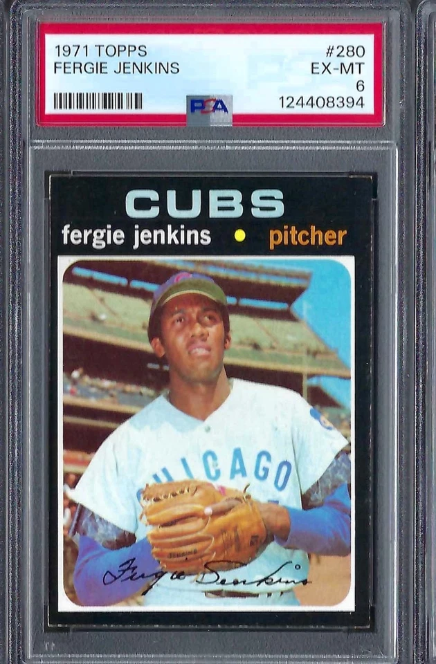 1971 Topps # 280 Fergie Jenkins HOF Chicago Cubs EX MT PSA 6 - Image 1 of 1